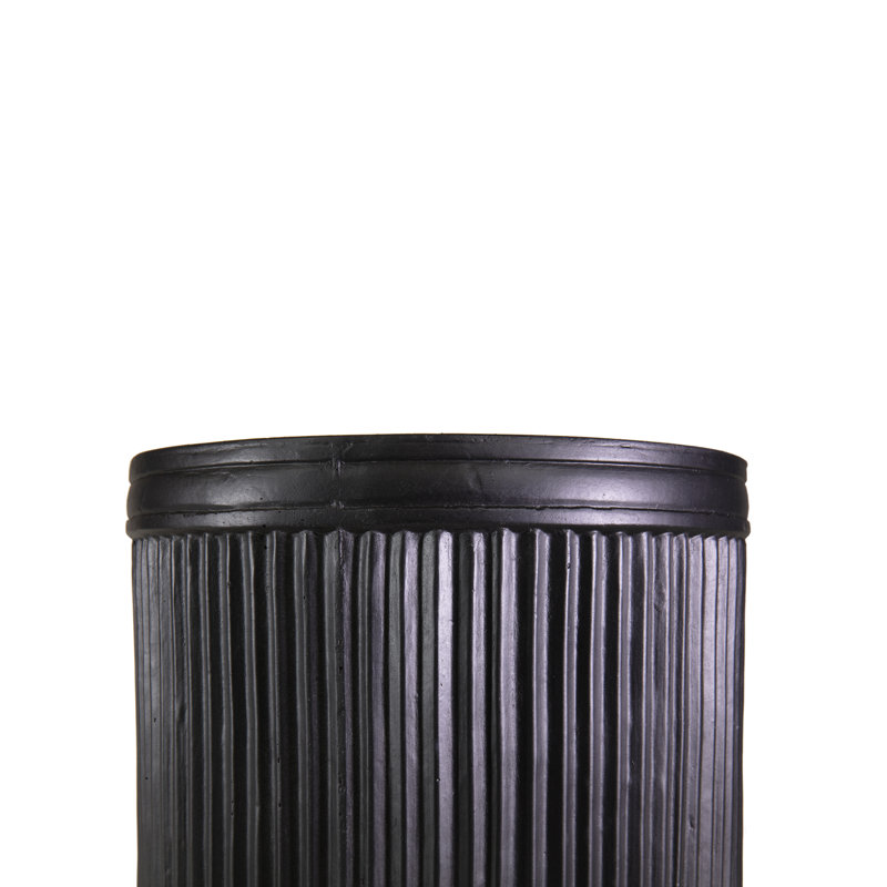 Vintage Ribbed Handmade Pot Planter, 24cm H x 23cm W x 23cm D