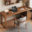 Bureau de direction rectangulaire brun en bois massif avec 3 tiroirs, bureau-118374704-118374701