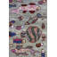 Tapis unique nouvel âge 5 pi 1 po x 6 pi 10 po petit poisson en vert / poire / lavande