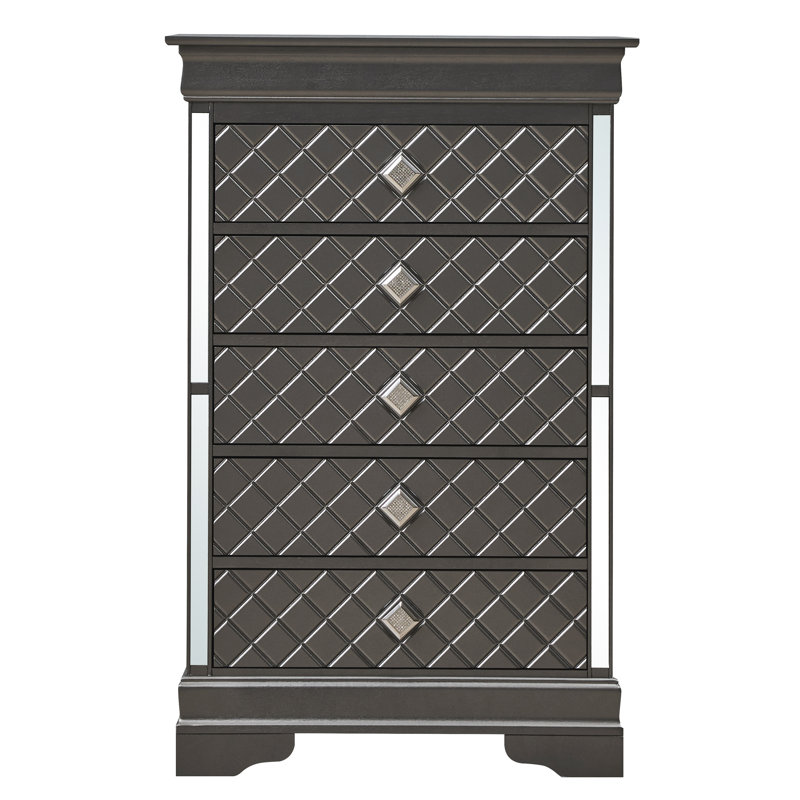Commode 5 tiroirs pour chambre Verona, Noir