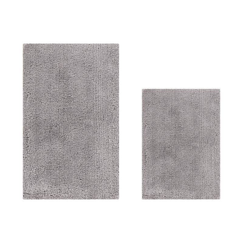 Ensemble de tapis de salle de bain 100% polyester Magdelyn Collection, Ensemble de 2 pièces (17 po x 24 po | 21 po x 34, Gris