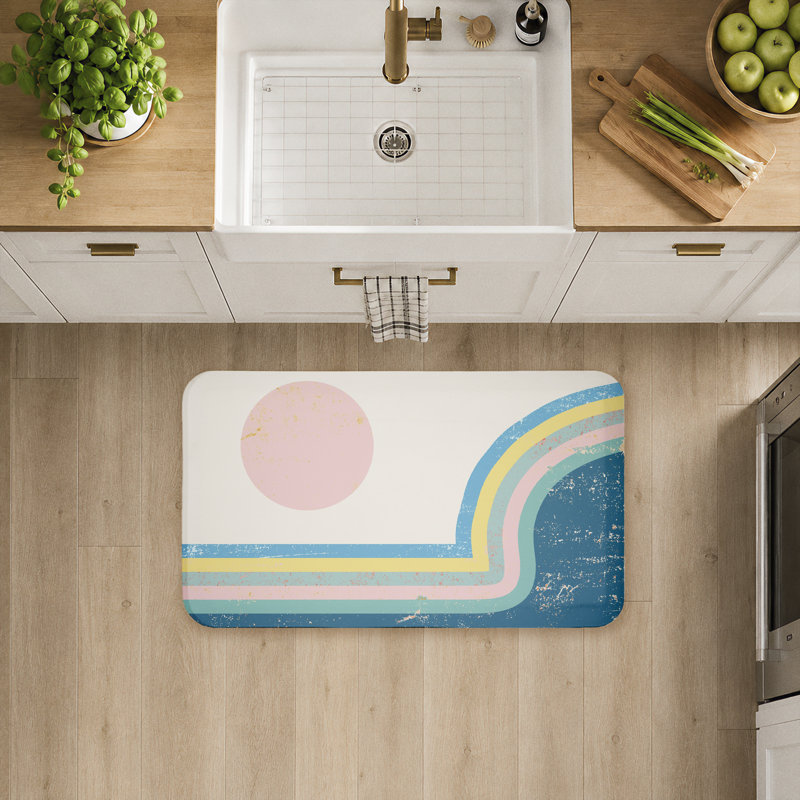 Tapis de sol rétro avec arc-en-ciel imprimé anti-fatigue, design par Ziwei Li, Retro Rainbow Arches