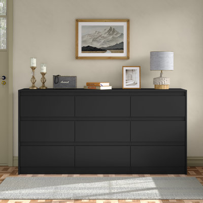 princess polly baby blue dress Ebern Designs Black 9-Drawer Dresser for Bedroom
