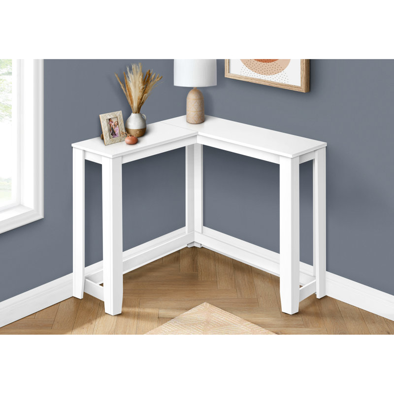 Table d'appoint de salon, console d'angle étroite en stratifié blanc, table de construction moderne