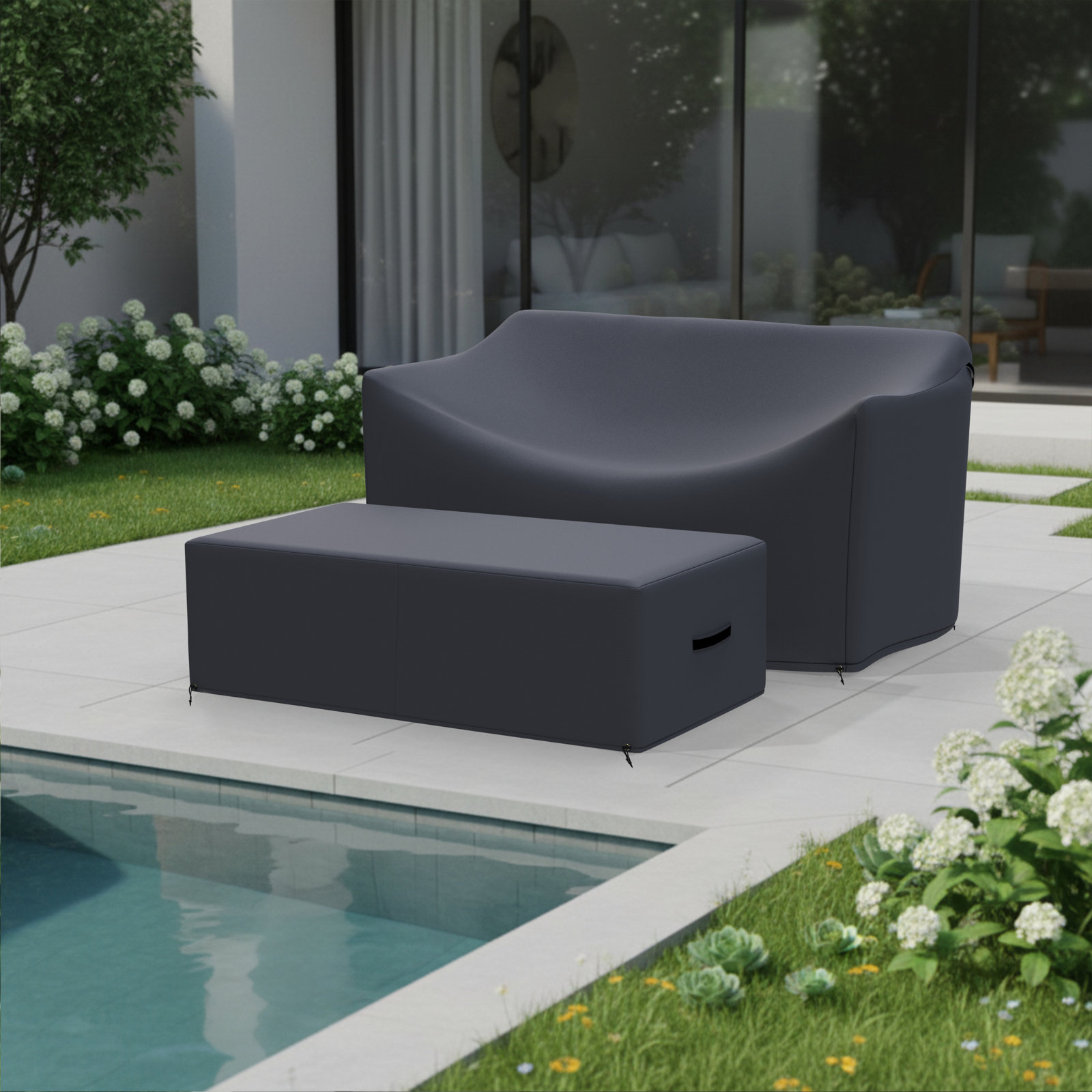 Aniston 59" Teak Outdoor Patio Furniture Covers