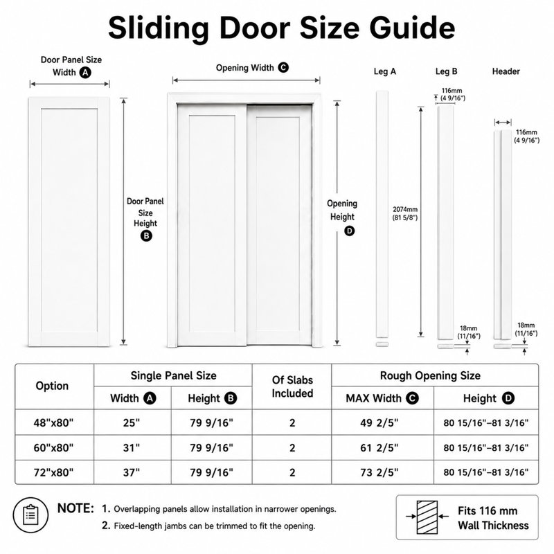 White Wood-Grain Sliding Closet Door with White Frame, 4-Panel Design, Track & Hardware Included, 72"X80"
