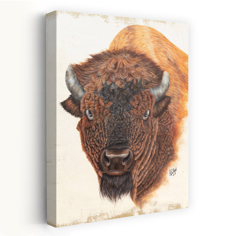 Wildly Free Contemporary Buffalo Wildlife Art, H 36 po x l 24 po