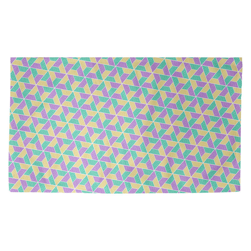 Tapis mauve/jaune/vert trapézoïdals Avicia, Rectangle 3 pi 3 po x 5 pi 3 po