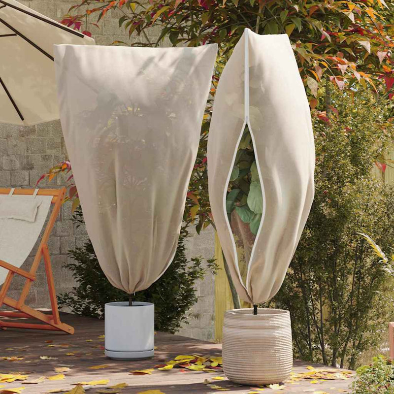 Vidaxl Frost Protection Plant Fleece Covers 5 Pcs White 1.55 X 1.55 M, Beige, 155cm W x 100cm D