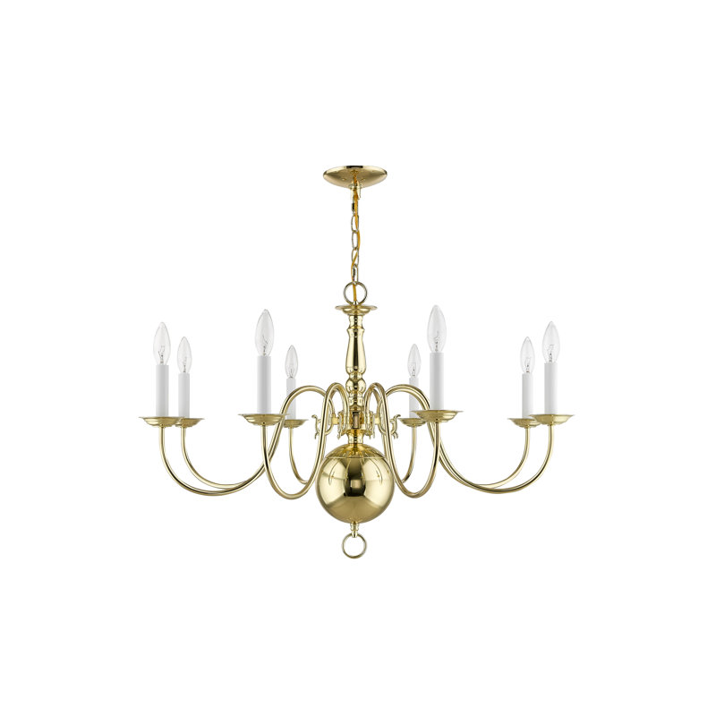 Benedetto 8 - Light Steel Classic / Traditional Chandelier, Polished Brass