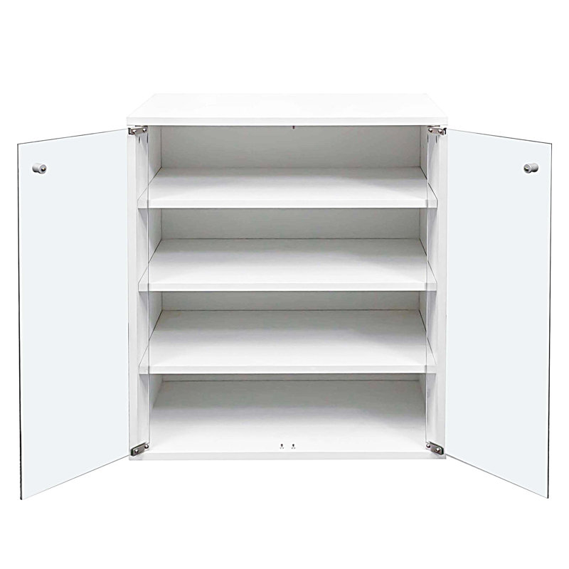 Armoire de rangement pour chaussures avec porte en verre, Blanc