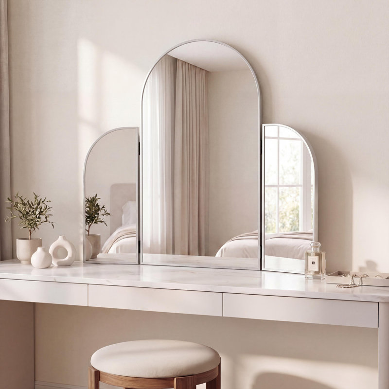 Miroir de salle de bain Arjen 3 voies l 28 po x H 28 po, Nickel