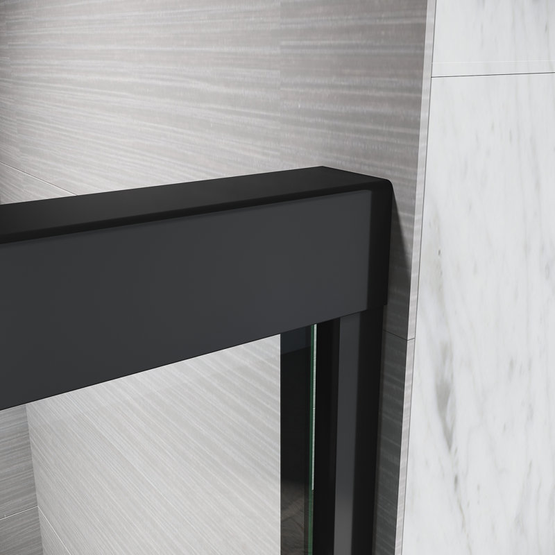 56-60 In. W X 62 H Tub Door, Matte Black Semi Design, Thick Tempered Glass, 304 Stainless Steel Stable And Dependable Handles Bathtub , Rust- Solid