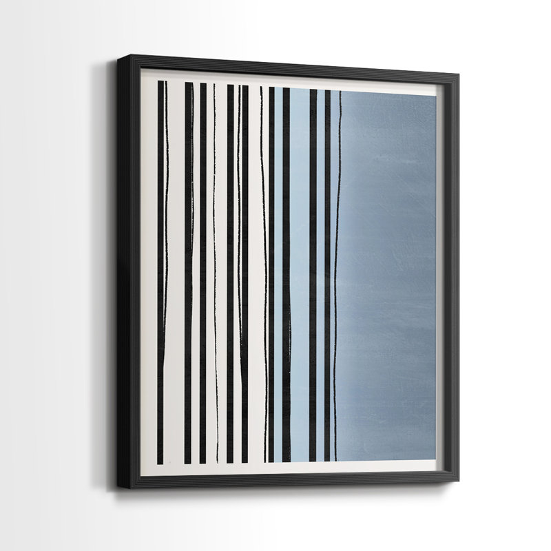 «Abstracto Azul I», reproduction encadrée de qualité supérieure - prête à être accrochée - aucun clou requis - aucun clou requis