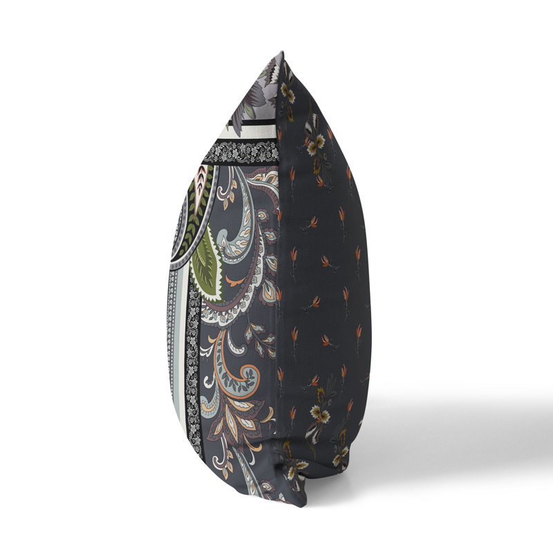 Coussin Floral, H 18 po x l 18 po, Gris