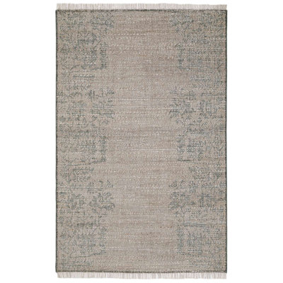 Bloom Bloom: tapis décoratif noué à la main en naturel / vert