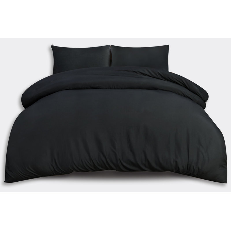 Jermelle Microfibre Modern & Contemporary Duvet Cover Set, Black