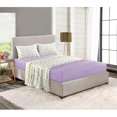 Akikaze 56 Thread Count Floral 100% Cotton Brushed Sheet Set