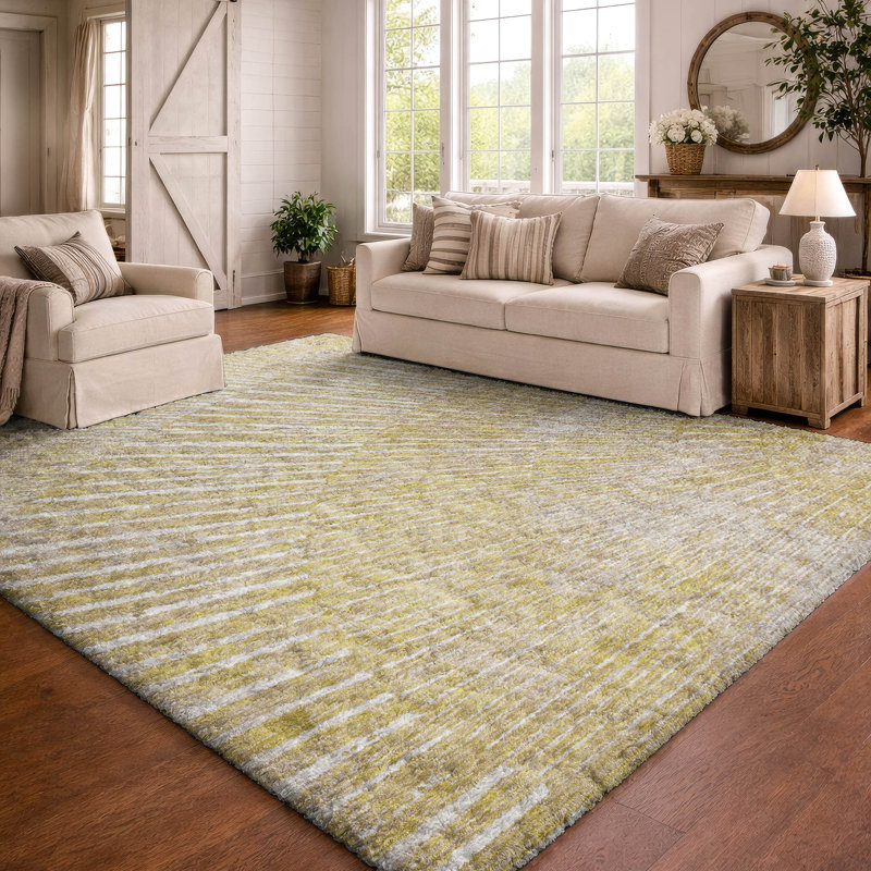 Tapis à poil long de qualité supérieure lavable à la machine ADS542 Dream Shag, Blé, 5 pi x 7 pi 6 po