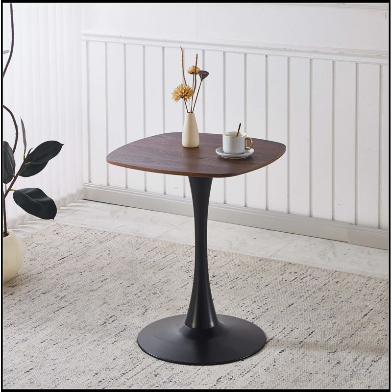 Table à manger 23,62 pouces noyer, H 28,93 po x L 23,62 po x l 23,62 po, Noyer foncé, Noir