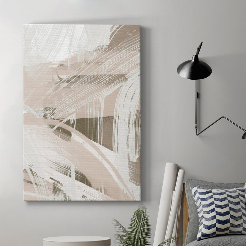 Toile tendue avec châssis de qualité supérieure Earthtone Swipe II - prête à être accrochée, H 18 po x l 12 po x P 1 po