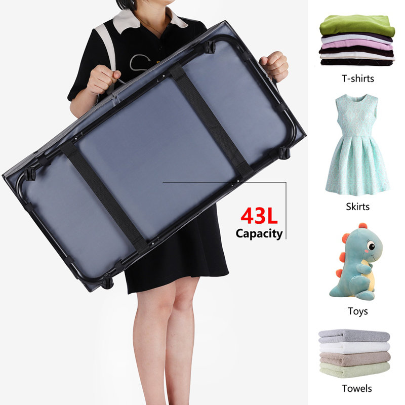 2-in-1 Under Bed Storage With 360° Rotating Wheels,removable Metal Storage Organizer,1 Pack