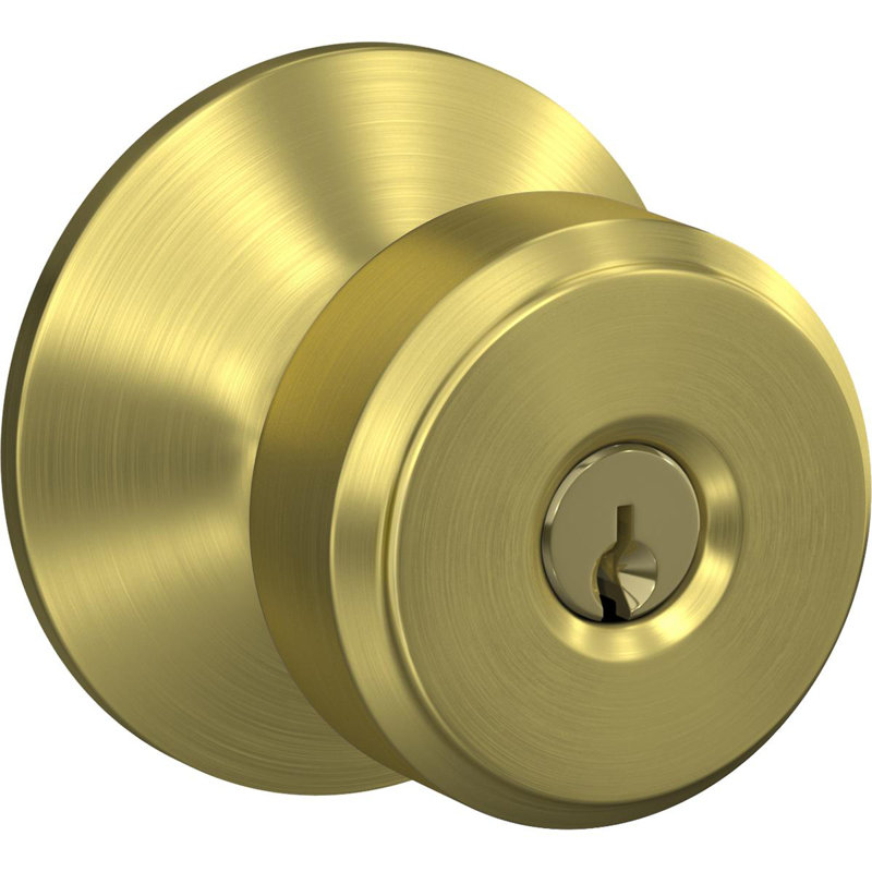 Bowery Keyed Entry Knob, Satin Brass