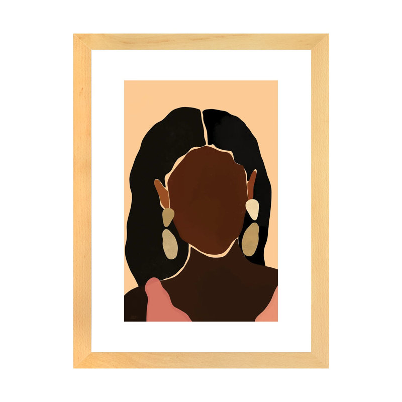« Monae » par Bria Nicole-impression d’art graphique, Blanc, H 24 po x l 16 po x P 1 po, Toile avec cadre en bois beige