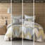 Édredon jaune très grand / très grand - imprimé coton, 2 taies décoratives assorties en coton