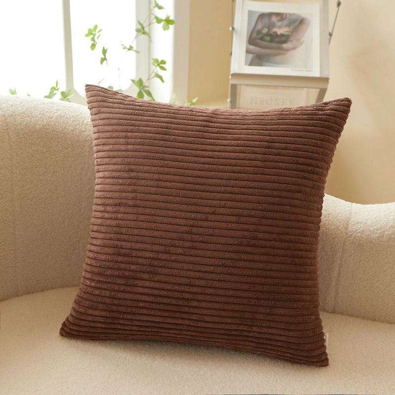 (Covers With Inserts) Set of 2 Corduroy Reversible Throw Pillows, Brown