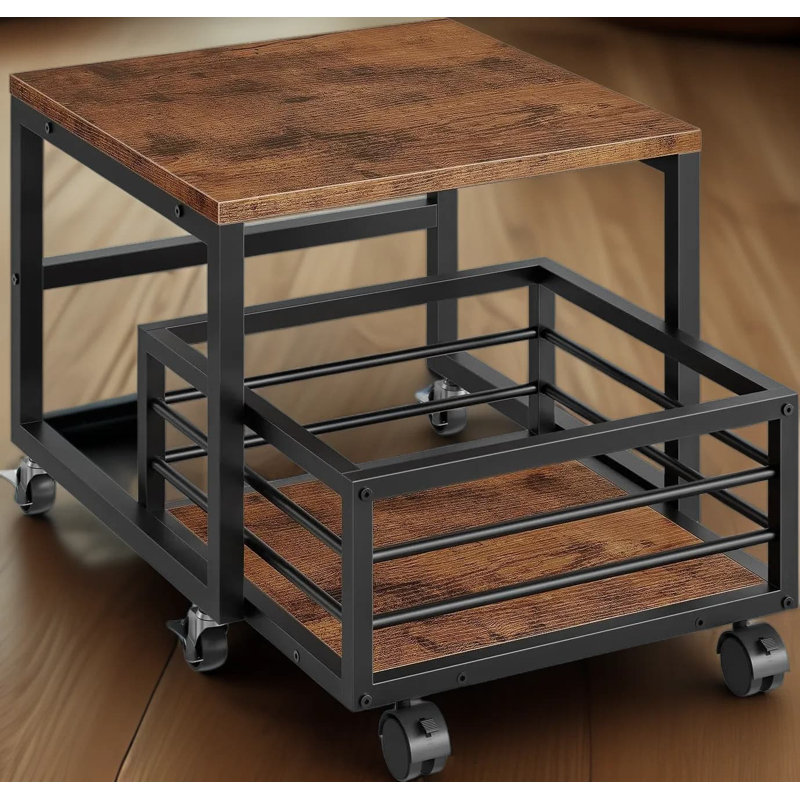 Mini Fridge Stand With Storage Basket, Mobile Cabinet With Locking Wheels And Adjustable Feet, Sturdy Metal Frame For Home, Office, Dorm