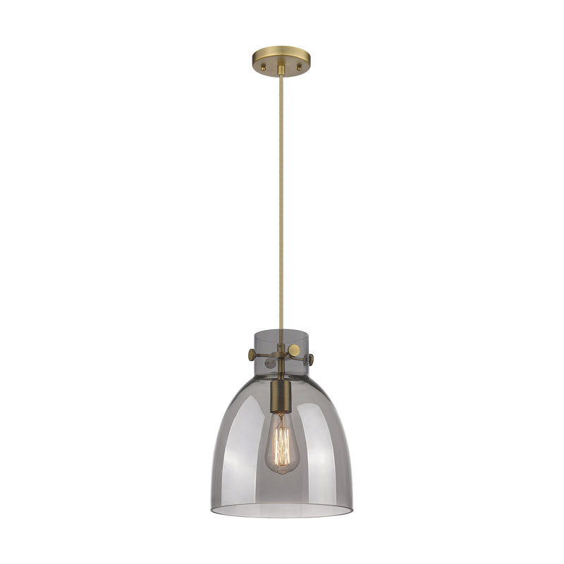 Luminaire suspendu à 1 lumière Badgett, Laiton brossé, Plaqué couleur fumée