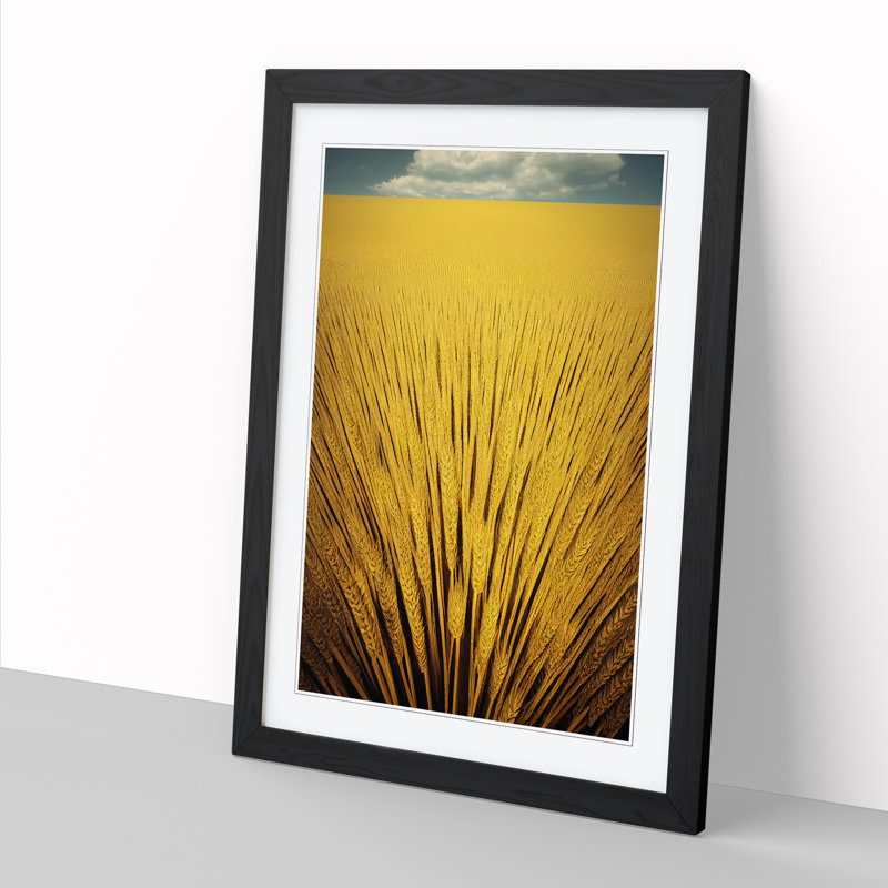 Wheat Field Contemporary - Single Picture Frame Print, 34cm H x 25cm W x 2cm D, Oak