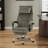 Velvet High Back Reclining Office Executive Chair With Footrest-1965712618