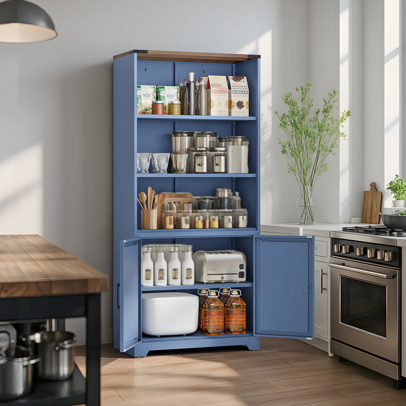 Barn Door 3 Shelf Steel Bookcase Storage Cabinet, Blue
