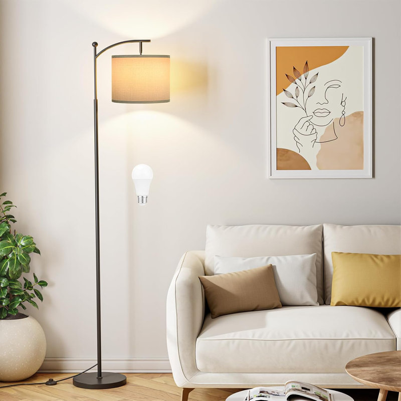 Lampe sur pied réglable avec 3 températures de couleur, abat-jour rotatif et interrupteur à pédale pour le salon, la chambre à coucher, le bureau et la salle de classe - comprend une ampoule DEL de 9 W