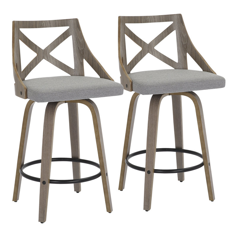 Tabouret de comptoir pivotant 25,5 po Dannie, Bois gris clair, Gris clair