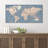 Large Blue Global Antique World Map - Framed Canvas 3 Piece Print Triptych Set Wall Art-87392622-87392624