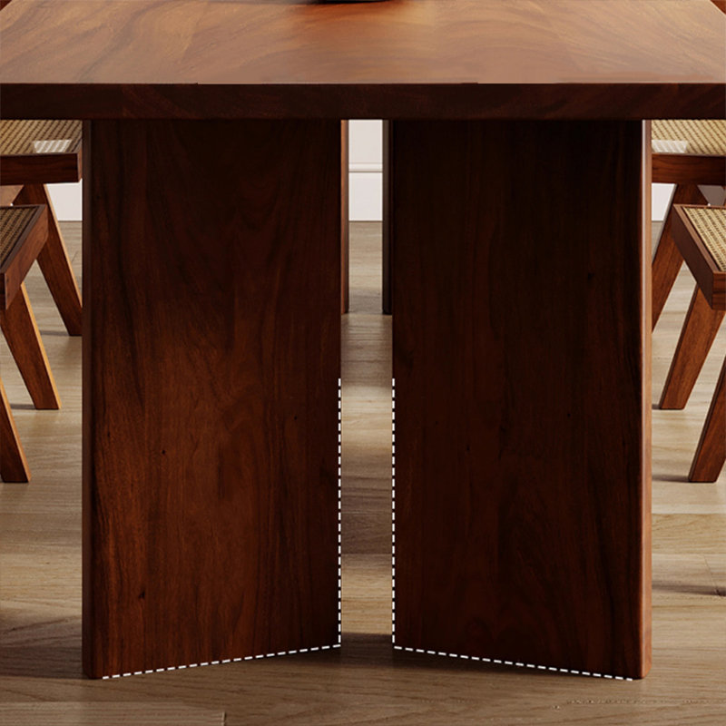 Nut-brown Rectangular Solid Wood Dining Table, 29.53"H x 78.74"L x 31.5"W