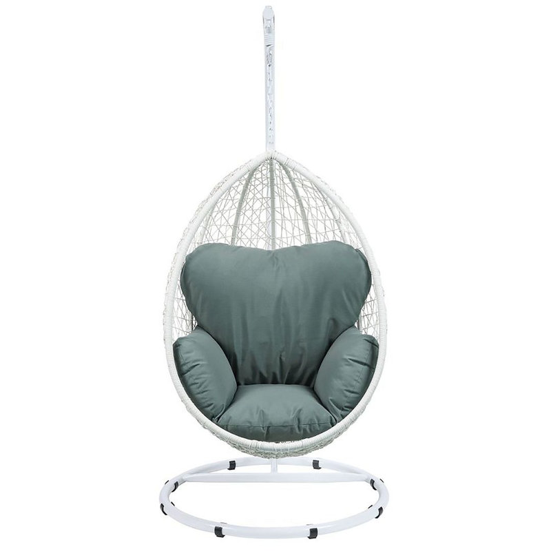 Balancelle avec support Burchett, Blanc / bleu sarcelle