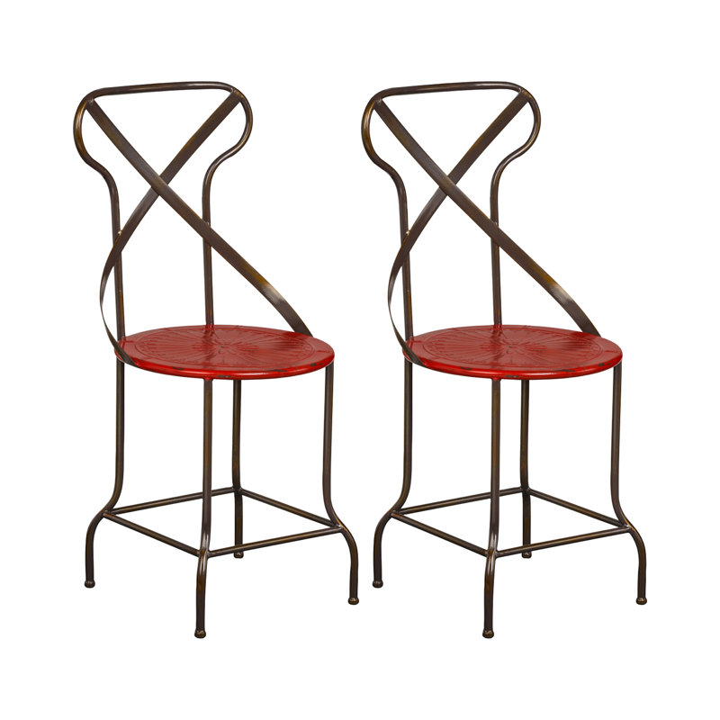 Craybrough Counter Stool with Metal Frame, Borwn/Red