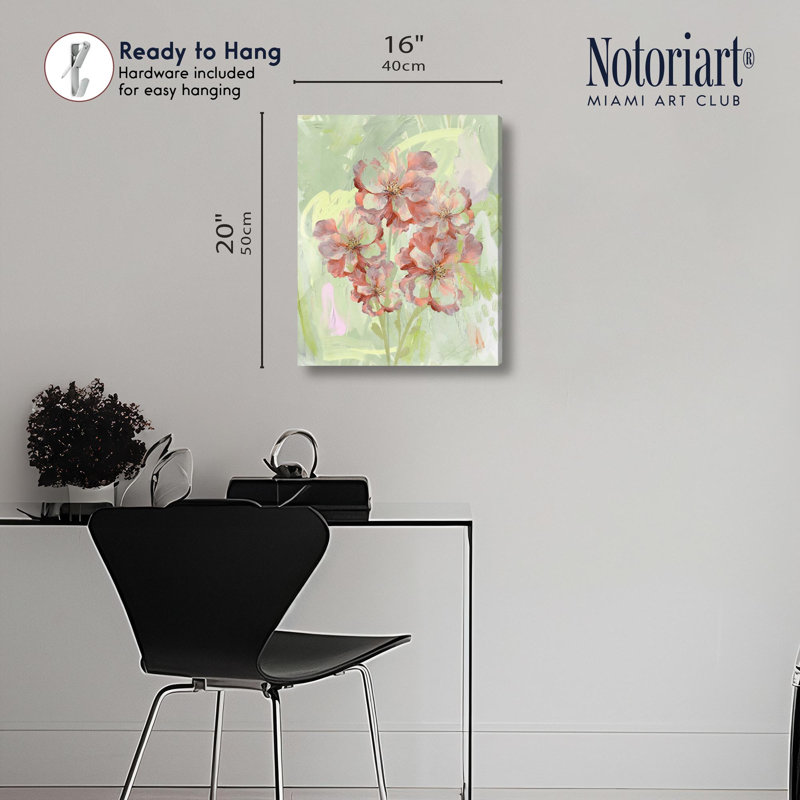 «Lime Flowers Boho Decor» par Notoriart, H 16 po x l 20 po, Toile tendue avec châssis