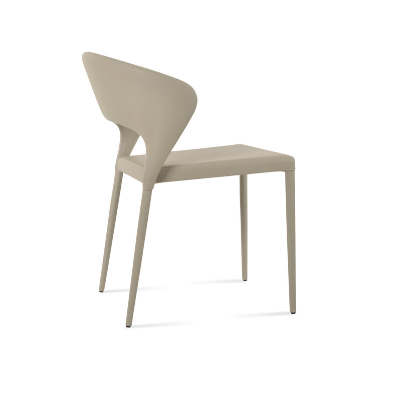 Prada Stackable Side Chair, Bone Faux Leather