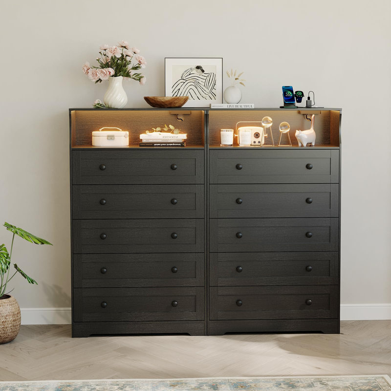 Commode 5 tiroirs Modern, Noir