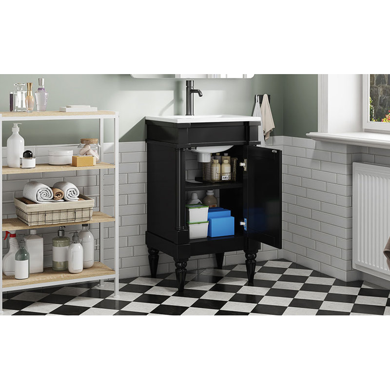 Meuble-lavabo moderne de 18 pouces avec lavabo, Noir