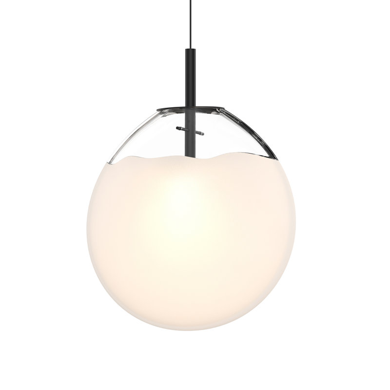 Cantina 1 - Light Satin Black Single Pendant, 18.75" H x 15" W x 4.5" D, Poured White