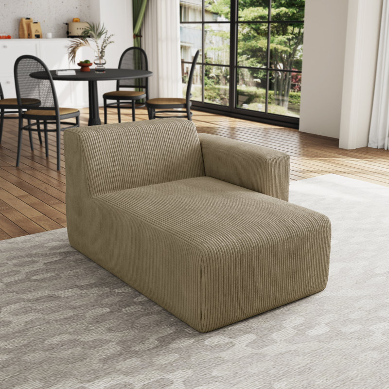 Upholstered Chaise Lounge, Right Hand Facing, Khaki