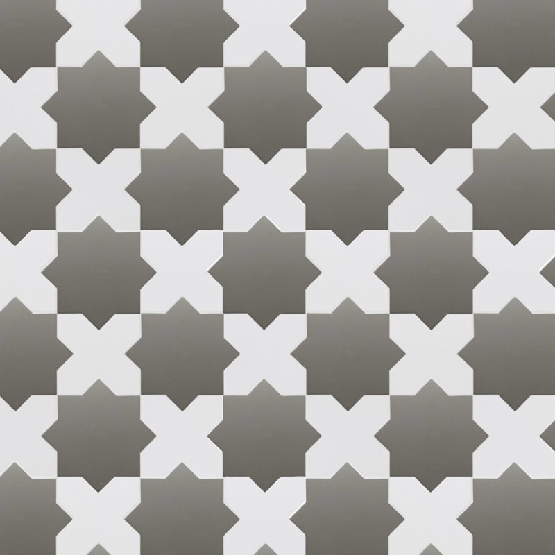 Porto Star+Cross 6.1 In. X 11.9 In. Porcelain Wall And Floor Tile (10.54 Sq. Ft. / Case), Black Star/White Cross
