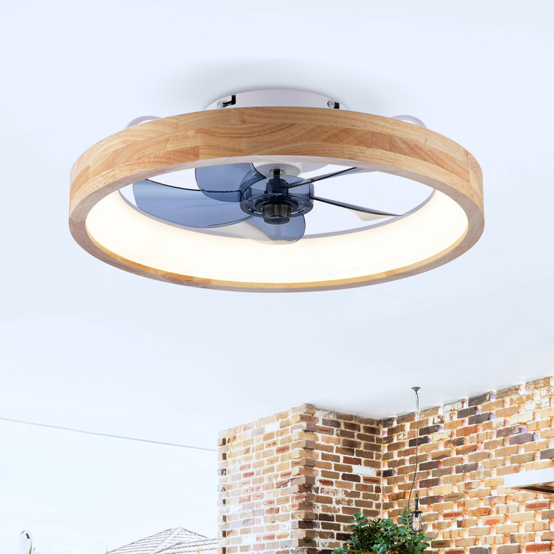 Ventilateurs de plafond de 20 po avec lumières et télécommande, ventilateur DEL encastré moderne à intensité variable 3000-6500K, 6 vitesses, moteur à courant continu silencieux pour le salon, la chambre à coucher, la cuisine - bois et blanc mat