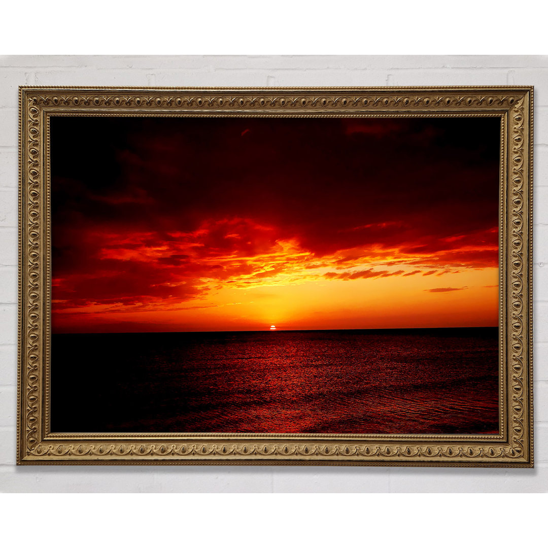 Red Night Fall Over Ocean - Einzelne Bilderrahmen Kunstdrucke